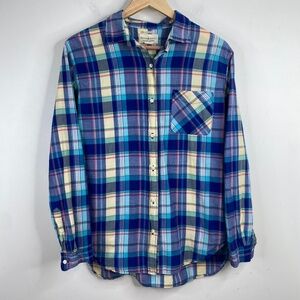 Denim & Supply Ralph Lauren Boyfriend Shirt L Plaid Button Retro Classic Western
